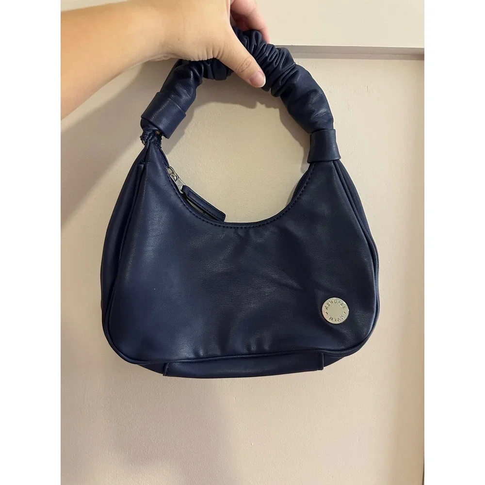Kendall + Kylie Navy Blue Ruched Handle Mini Hobo Bag‎ Crescent Shoulder Bag